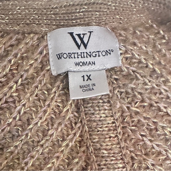 Worthington Woman 1X Women’s Metallic Knit Cocoon Cardigan Sweater - Size 1X - Picture 8 of 9